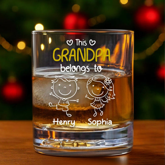 Personalized Grandpa Whiskey Glass - Custom Kids' Names Gift for Christmas Cup MagicInPrints