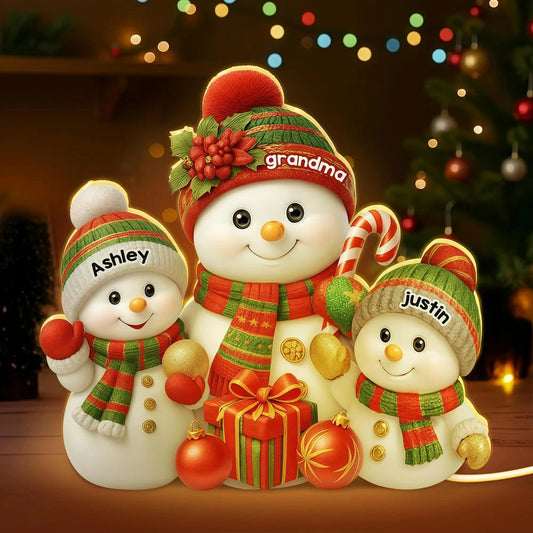 Personalized Snowman Family Figurines for Christmas Decor - Holiday Gift Plaque MagicInPrints