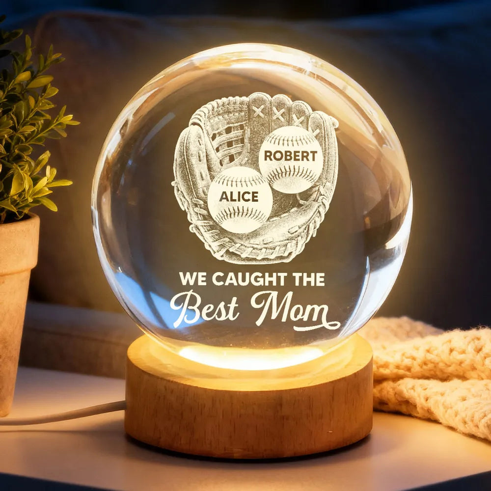 Personalized Baseball Mom LED Lamp with Custom Names - Mother's Day Gift Lamp MagicInPrints