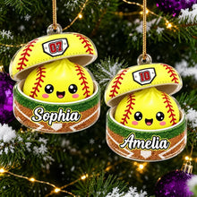 Load image into Gallery viewer, Personalized Softball Acrylic Ornament Cute Yellow Gift for Daughter and Son
