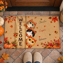 Load image into Gallery viewer, Personalized Fall Cat Doormat Custom Pet Owner Gift Cozy Autumn
