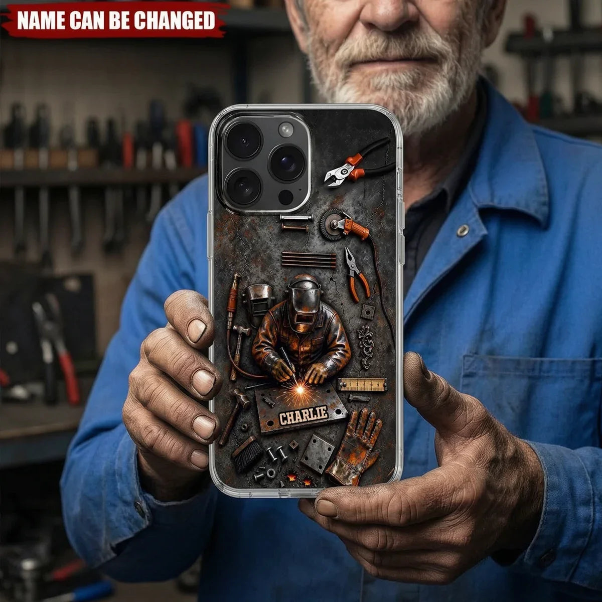 Personalized Clear TPU Phone Case Custom Welder Design Gift for Him