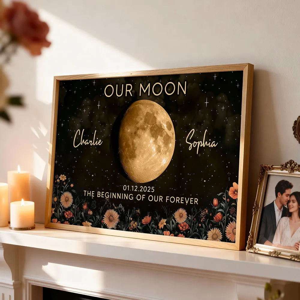 Personalized Moon Phase Canvas Art for Couples - Anniversary Gift Poster or Canvas MagicInPrints