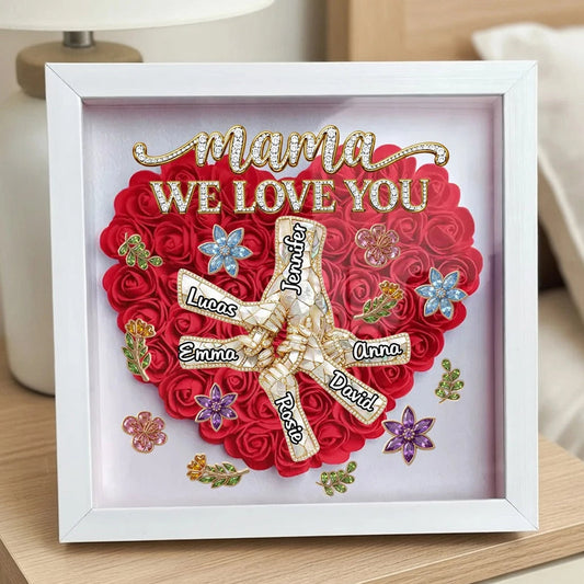 Personalized Shadow Box for Mom with Custom Names and Floral Design - Mother's Day Gift Plaque MagicInPrints