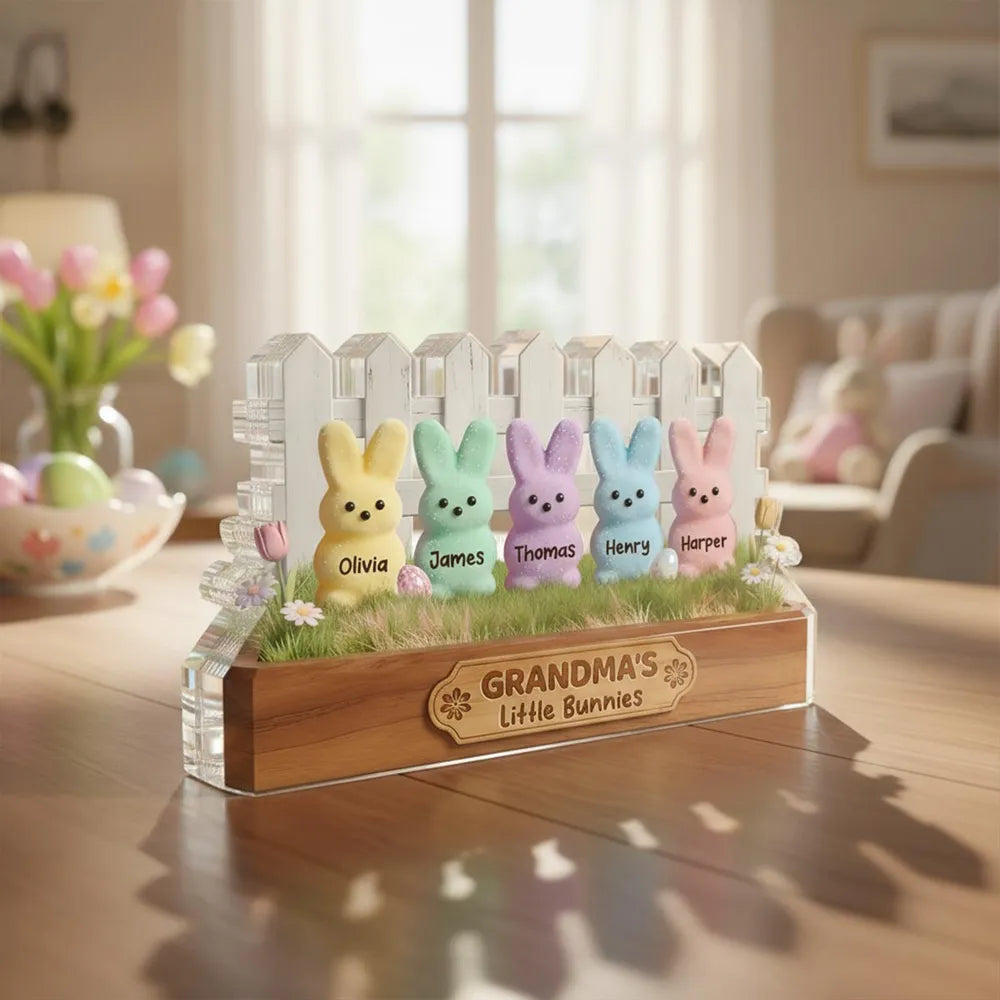Personalized Bunny Family Garden Decor for Grandma - Easter Gift Plaque MagicInPrints