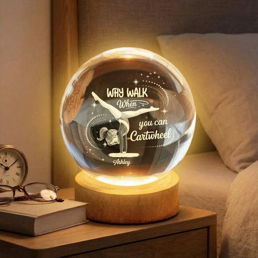 Personalized LED Crystal Ball Night Light for Gymnasts - Inspirational Bedroom Decor Lamp MagicInPrints
