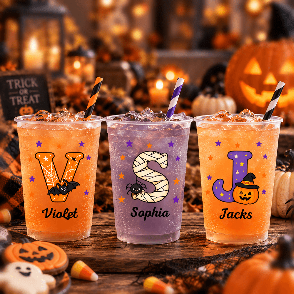 Personalized Frosted Plastic Halloween Cup Custom Name Gift for Family