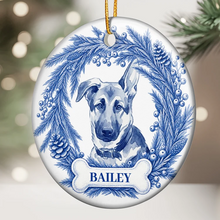 Load image into Gallery viewer, Personalized Blue Watercolor Dog Ornament Unique Pet Gift
