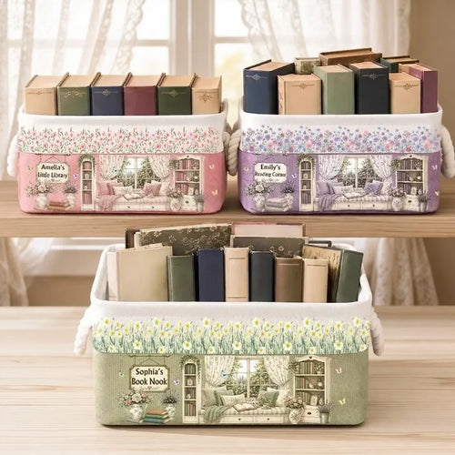 Personalized Cotton Linen Rope Basket Creative Gift for Book Lover