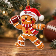 Load image into Gallery viewer, Personalized Gingerbread Football Player Ornament Unique Christmas Gift for Sports Lovers
