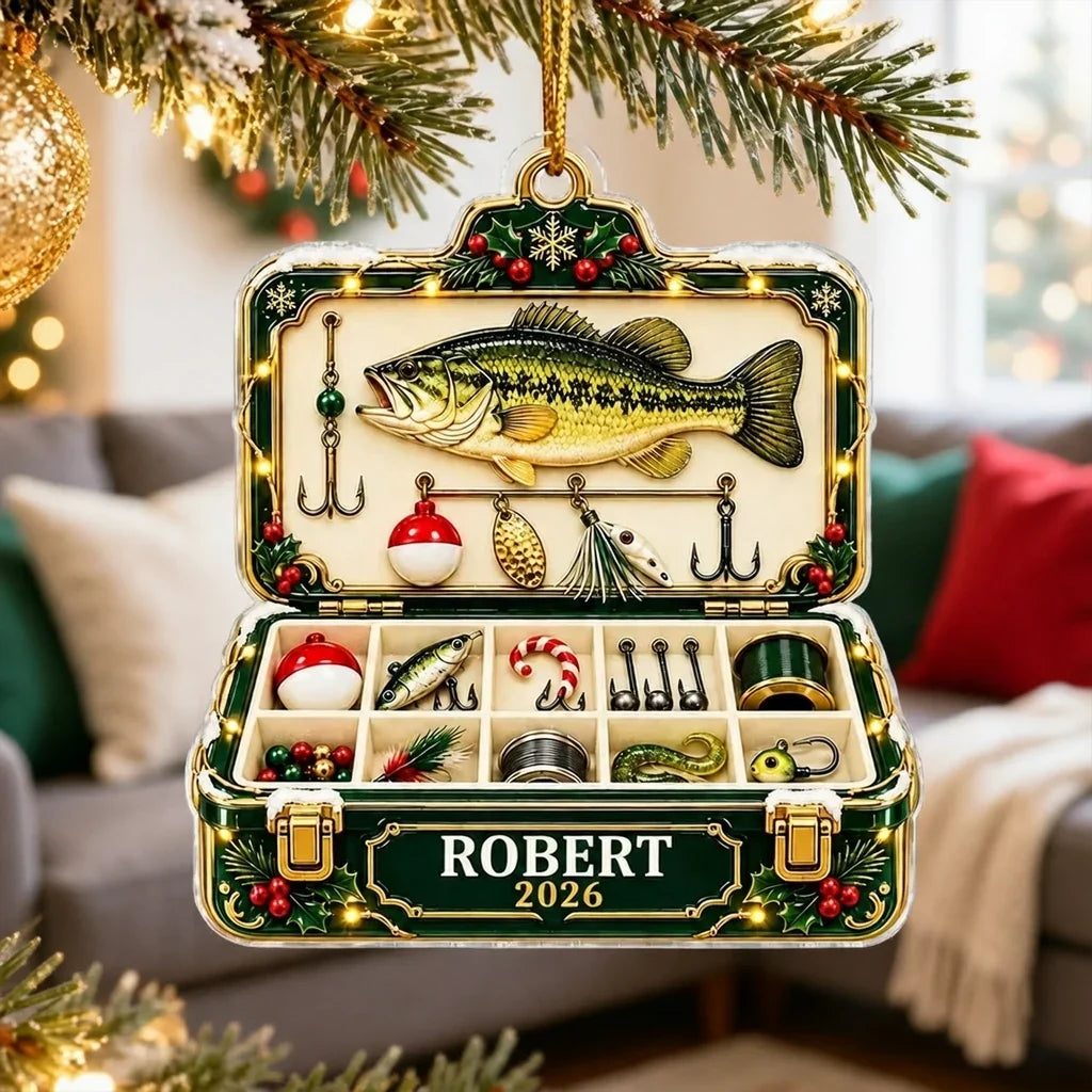 Personalized Fishing Tackle Box Ornament Unique Gift for Dad