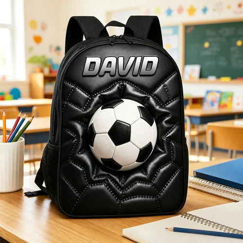 Personalized Soccer Ball Kids School Backpack Custom Name Gift