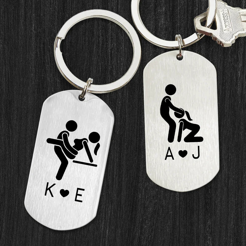 Personalized Metal Keychain Unique Romantic Gift for Couple