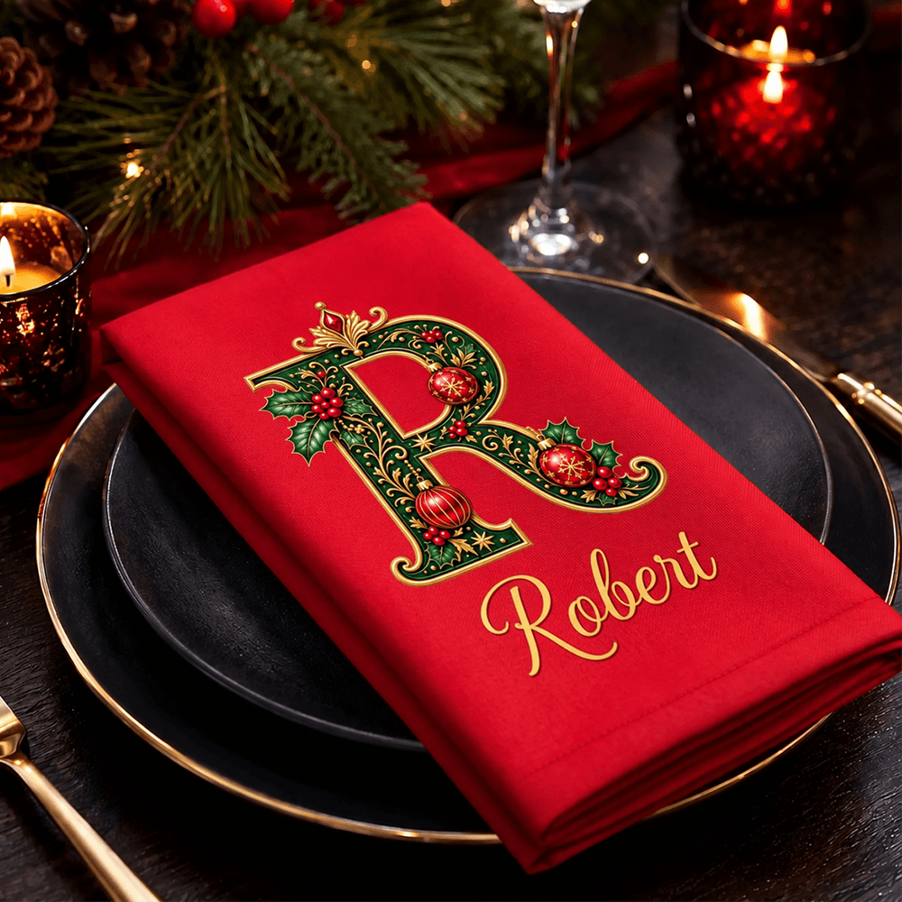 Personalized Reusable Cotton Napkins for Family Christmas Table