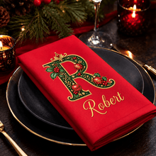 Load image into Gallery viewer, Personalized Reusable Cotton Napkins for Family Christmas Table
