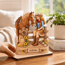 Load image into Gallery viewer, Personalized Wooden Plaque Custom Name Country Horse Gift
