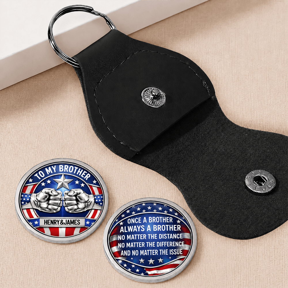 Personalized Pocket Hug Keychain with Country Flag for Brother