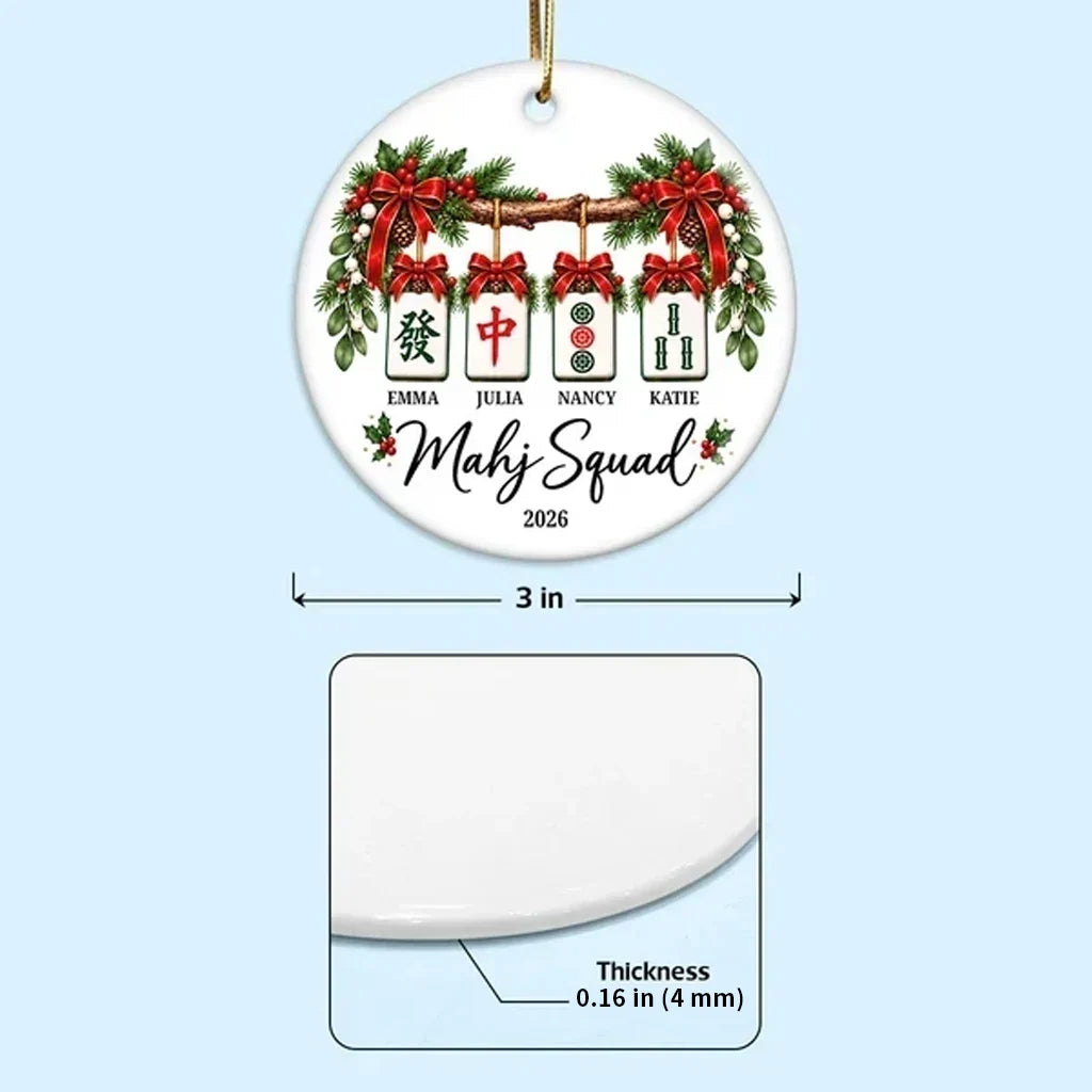 Personalized Ceramic Mahjong Ornament Custom Name Gift for Friends