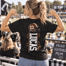 Load image into Gallery viewer, Personalized Football Mom Shirt Custom Name &amp; Number Tee Gift
