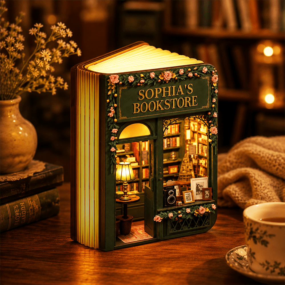 Personalized Book Lamp Custom Name Gift for Book Lovers