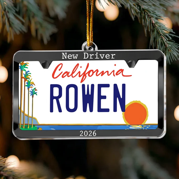 Personalized New Driver Acrylic Ornament Gift for Teen Car Plate