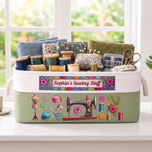 Load image into Gallery viewer, Personalized Cotton Linen Rope Sewing Basket Gift for Mom
