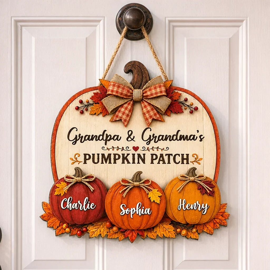 Personalized Wooden Sign for Grandma & Grandpa, Fall Decor Gift