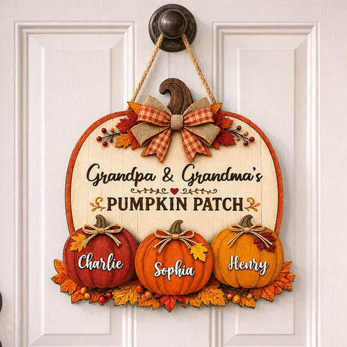 Personalized Wooden Sign for Grandma & Grandpa, Fall Decor Gift