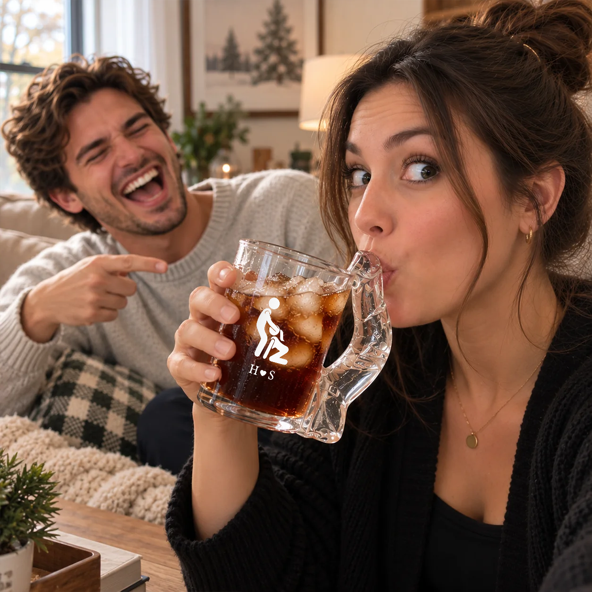 Personalized Glass Mug with Cheeky Quote for Couples Gift