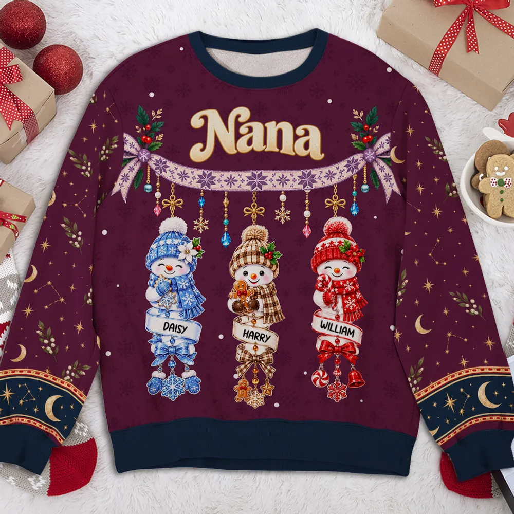Personalized Snowman Family Sweatshirt Unique Gift for Grandma Christmas