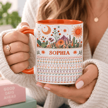 Load image into Gallery viewer, Personalized Two-Tone Mug Custom Name Desert Floral Gift for Mom
