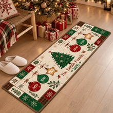 Load image into Gallery viewer, Personalized Christmas Doormat with Tree &amp; Ornaments - Unique Family Gift
