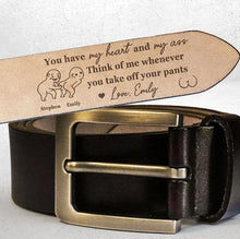 Load image into Gallery viewer, Personalized Leather Belt with Cartoon Couple Gift for Him
