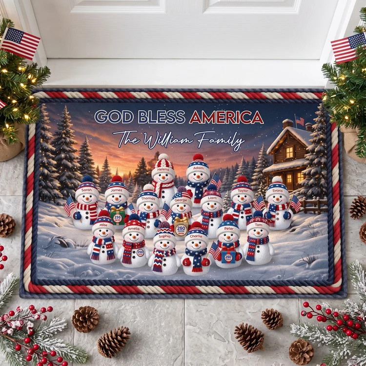 Personalized Snowman Family Doormat Unique Christmas Gift