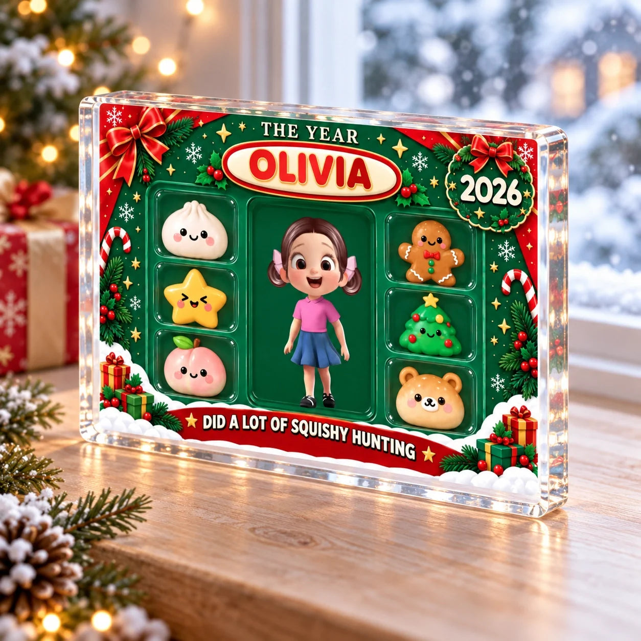 Personalized Squishy Hunter Christmas Acrylic Plaque Gift for Kids