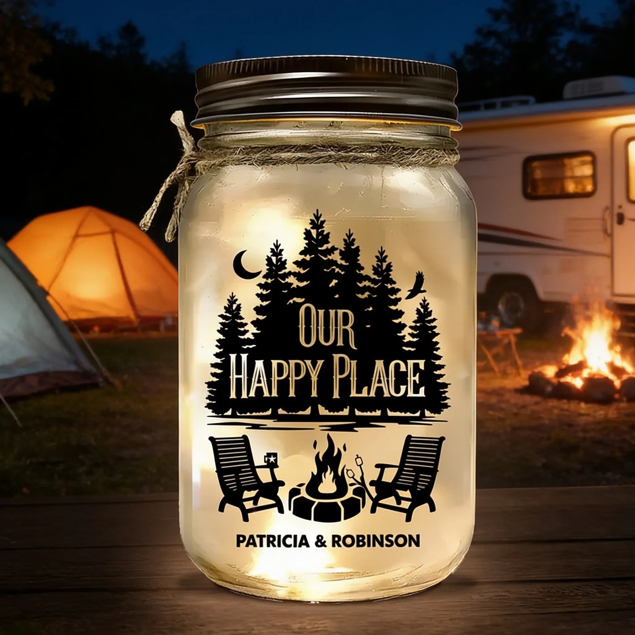 Personalized Glass Mason Jar Light Creative Gift for Couples