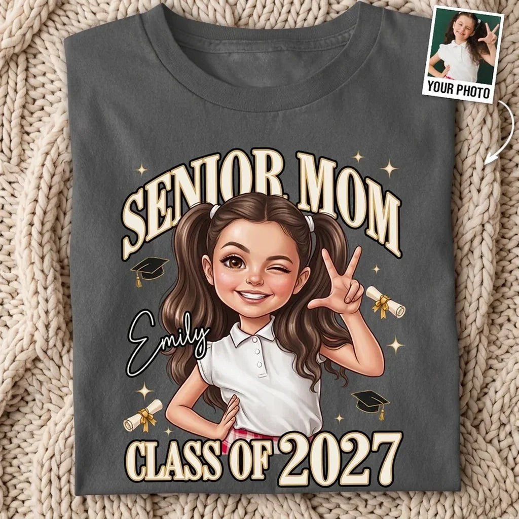 Personalized Classic Tee with Graduation Icons Gift for Mom
