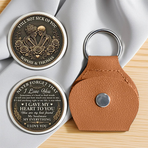 Personalized Pocket Hug Keychain for Couples with Roses Gift