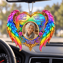Load image into Gallery viewer, Personalized Acrylic Car Hanger with Rainbow Angel Wings Remembrance Gift

