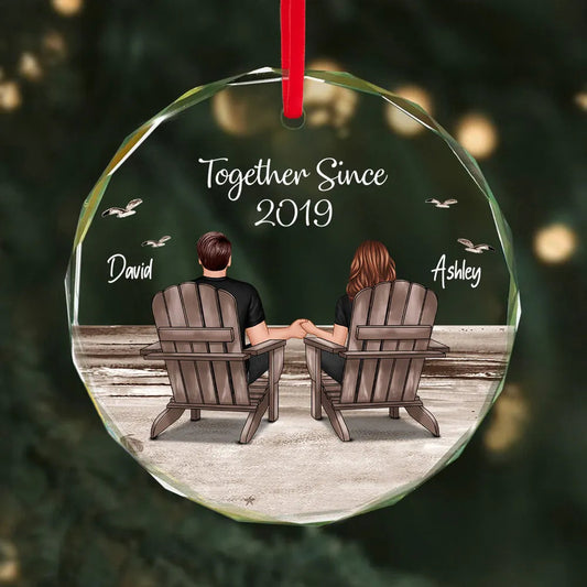 Personalized Glass Ornament for Couples - Together Since 2019 Ornament MagicInPrints