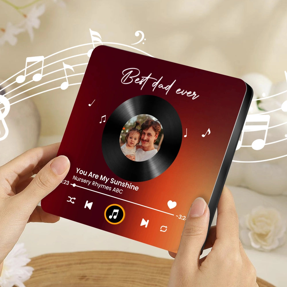 Custom Music Plaque for Dad - Personalized Photo Vinyl Record - Father's Day Gift Fridge Magnet MagicInPrints