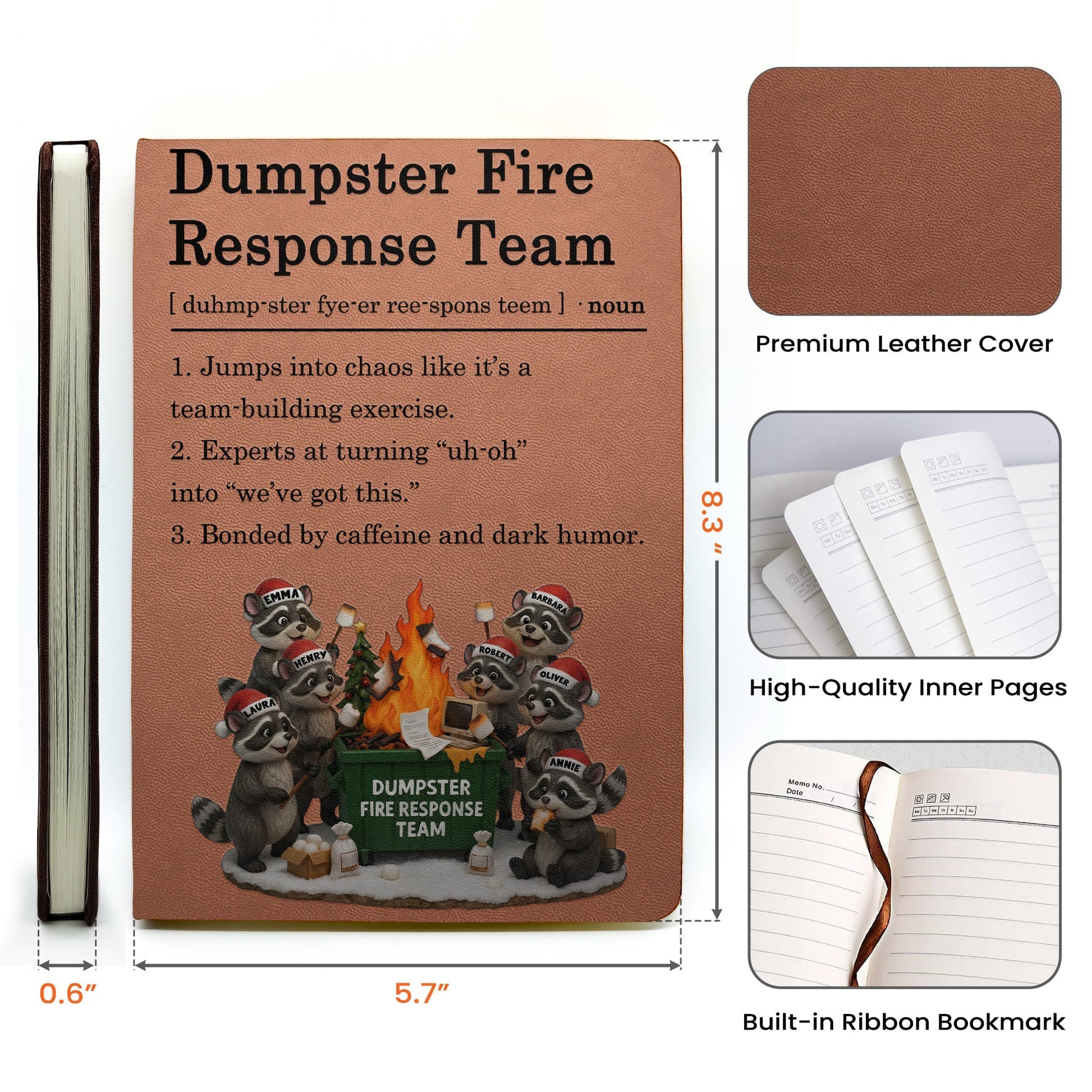 Funny Notebook for Team Building - Dumpster Fire Response Team Humor Gift Stationery MagicInPrints