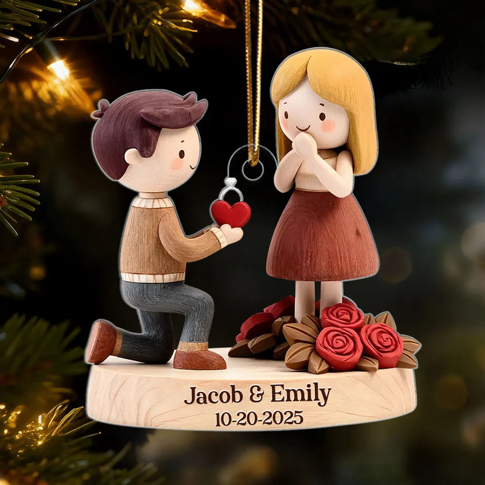 Personalized Engagement Ornament for Couples - Romantic Proposal Keepsake Ornament MagicInPrints