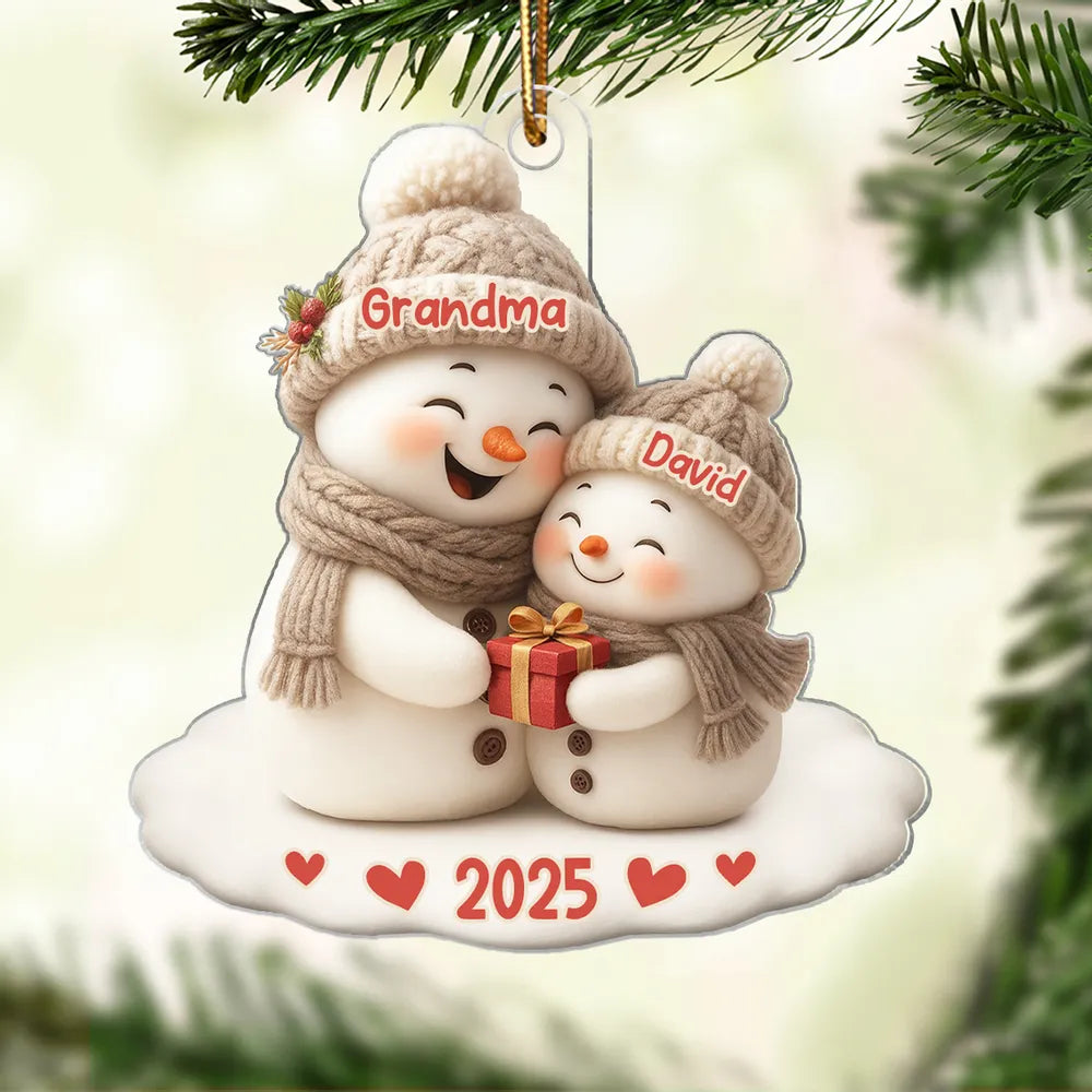 Personalized Snowman Ornament for Grandma and Child - Christmas 2025 Ornament MagicInPrints