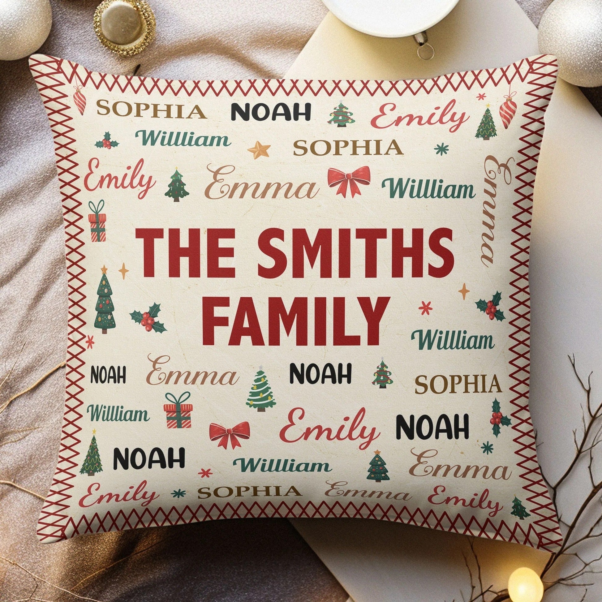 Personalized Family Christmas Throw Pillow for Home Decor - Holiday Gift Pillow MagicInPrints