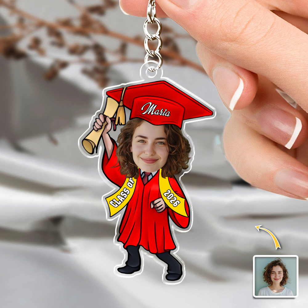 Custom Graduation Photo Keychain for Graduates - Class of 2026 Keepsake Keychain MagicInPrints