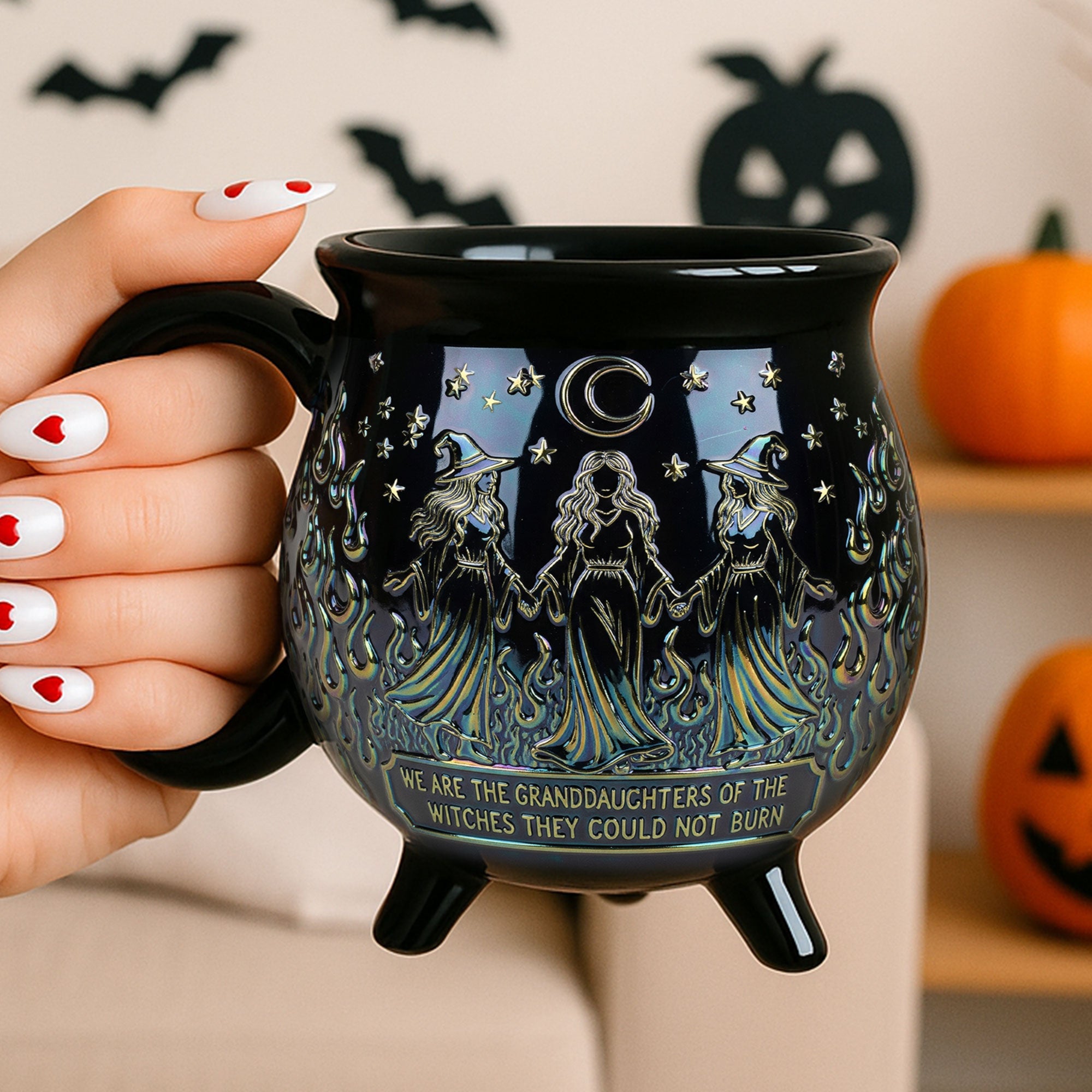 "Embrace the Magic: A Touch of Witchcraft" - Personalized Cauldron Mug - Gift for Witch Lovers and Halloween Enthusiasts Cauldron Mug MagicInPrints