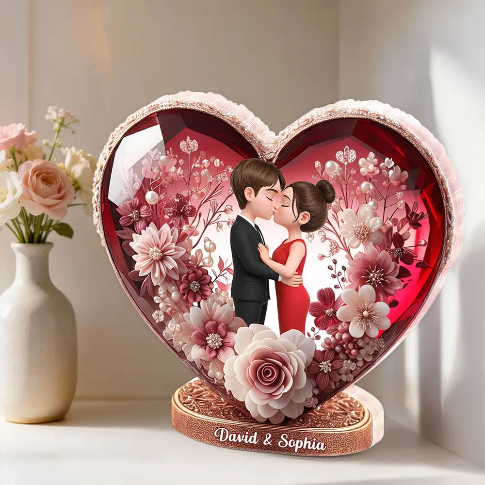 Personalized Heart-Shaped Crystal Keepsake for Couples - Romantic Gift Plaque MagicInPrints