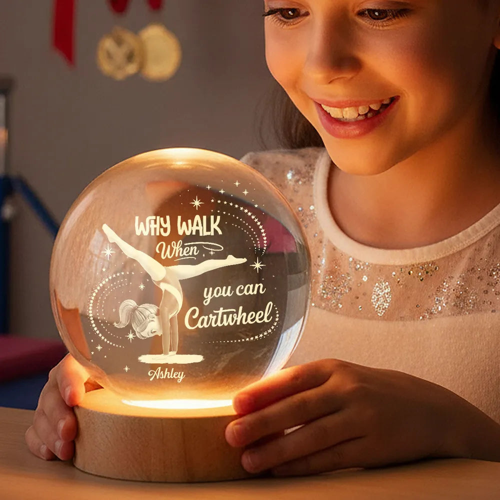 Personalized LED Crystal Ball Night Light for Gymnasts - Inspirational Bedroom Decor Lamp MagicInPrints
