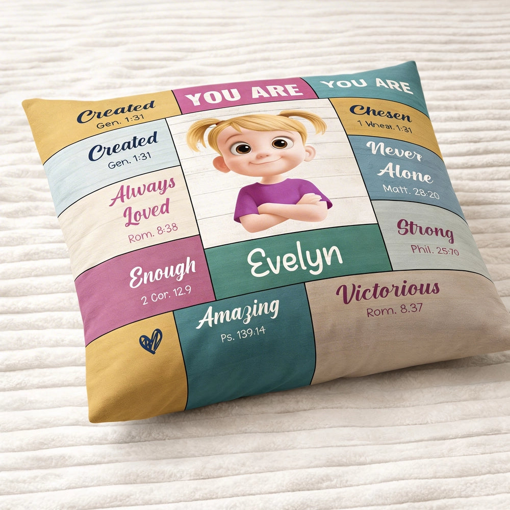 Personalized Inspirational Kids Pillow for Girls - Encouraging Christian Quotes Pillow MagicInPrints